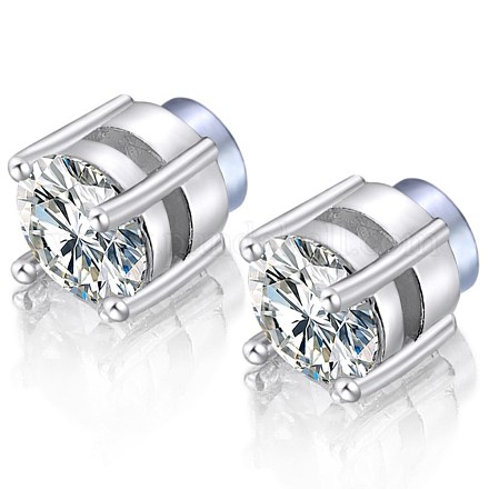 Brass Inlaid Clear Cubic Zirconia Magnetic Earrings EJEW-BB58793-1