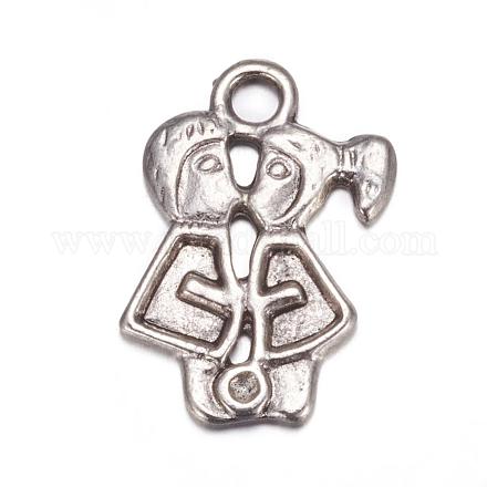 Argento antico placcato in stile tibetano amanti in lega di zinco pendenti X-A0431Y-1-1