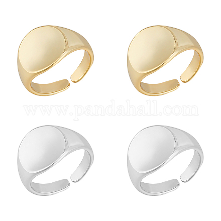Unicraftale 4 anello con sigillo tondo piatto in ottone a 2 colori RJEW-UN0002-60-1