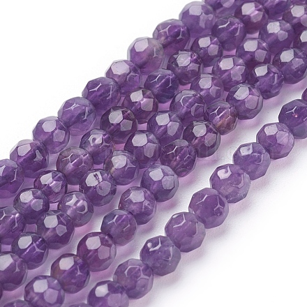 Natürlichen Amethyst Perlen Stränge X-G-C073-4mm-3-1