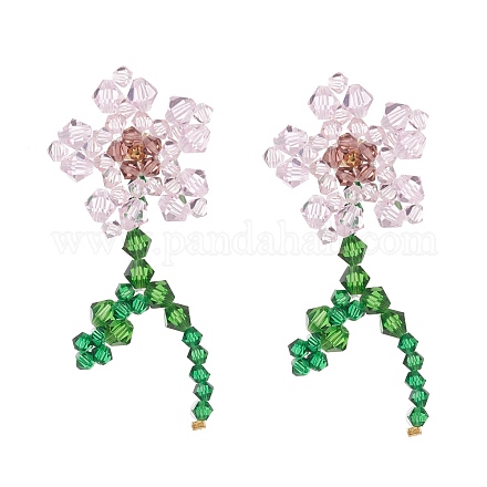 Boucles d'oreilles pendantes imitation cristal autrichien fleur de vie EJEW-TA00029-01-1