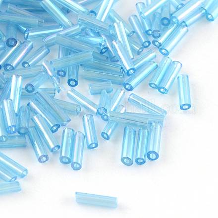 AB Color Plated Glass Bugle Beads SEED-R011-163-1