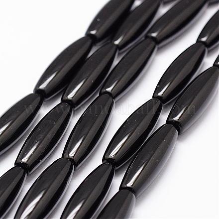 Natural Black Onyx Beads Strands G-N0171-03-8x30mm-1