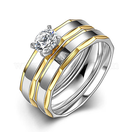 Titanio acciaio 316l cubi paio zirconia anelli alla moda per le donne RJEW-BB06910-7A-1