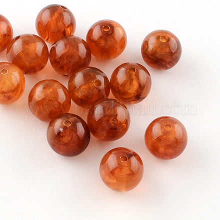 Perles rondes en acrylique d'imitation pierre précieuse X-OACR-R029-8mm-15-1