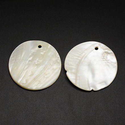 Plats ronds pendentifs coquille d'eau douce SHEL-M005-39-1