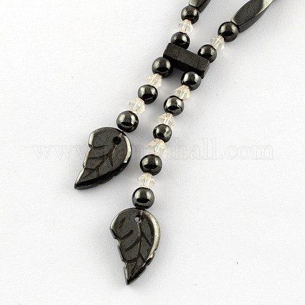 Trendy Leaf Pendant Necklaces NJEW-R156-17-1