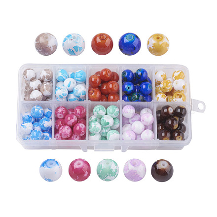 10 couleurs de cuisson perles de verre peintes DGLA-JP0001-05-10mm-1