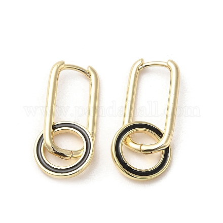Orecchini a cerchio pendenti con anello in vero ottone placcato oro 18k EJEW-L268-022G-01-1