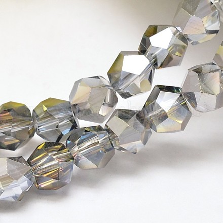 Plaqués demi verre de polygone chapelets de perles X-EGLA-J093-HP02-1