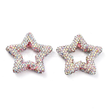 Звездообразные полимерные глиняные бусины со стразами CLAY-NH0001-06G-1