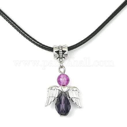 Ожерелья из сплава в форме ангела со стеклянными подвесками NJEW-JN04560-01-1
