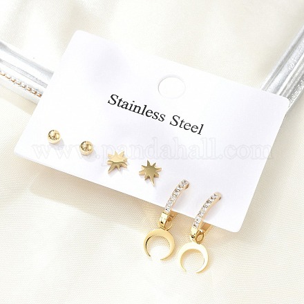 Комплекты серег из нержавеющей стали 304 с луной EJEW-Z098-22G-1