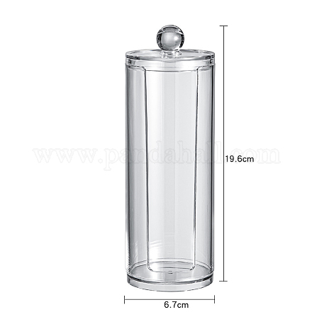 透明なプラスチック製の収納ボックス  綿棒用  綿パッド  ビューティーブレンダー  コラム  透明  6.7x19.6cm PW-WG25105-10-1