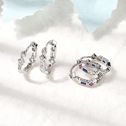 Латунные микро проложить серьги обруча кубического циркония EJEW-P322-02P-1