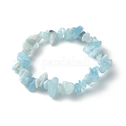 Bracelets extensibles en perles d'aigue-marine naturelles pour enfants BJEW-JB06389-01-1