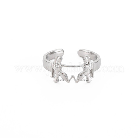 304 Stainless Steel 12 Constellations/Zodiac Signs Open Cuff Ring for Women RJEW-S405-156P-F-1