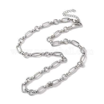 304 collana a catena ovale e ad anello in acciaio inossidabile da donna NJEW-D056-02P-1