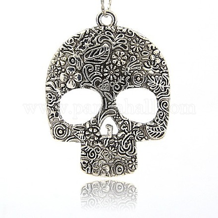 Day of the Dead Ornaments Tibetan Style Alloy Large Pendants TIBEP-M001-13-1