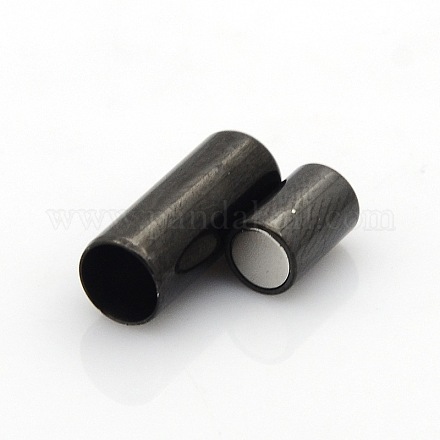 304 Stainless Steel Smooth Surface Magnetic Clasps with Glue-in Ends Fit 5mm Cords STAS-O042-B-15-1