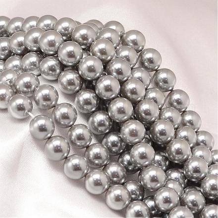Redondo shell hebras de abalorios de perlas BSHE-L011-6mm-A003-1