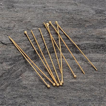 Real 18K Gold Plated 925 Sterling Silver Ball Head Pins STER-H483-0.5x30mm-G-1