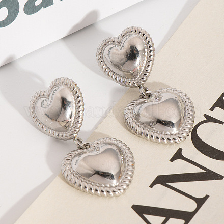 Серьги-гвоздики в форме сердца из нержавеющей стали 304 CY2575-2-1