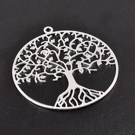 Filigree Tree of Life Brass Pendants KK-M171-01S-1