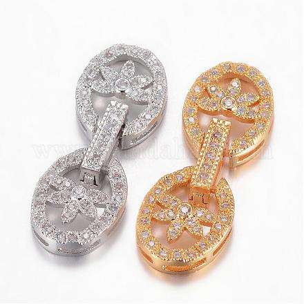 Brass Micro Pave Cubic Zirconia Fold Over Clasps ZIRC-G049-17-1