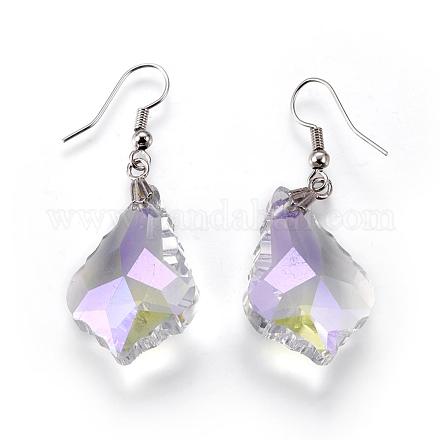Teardrop Glass Dangle Earrings EJEW-JE01970-1