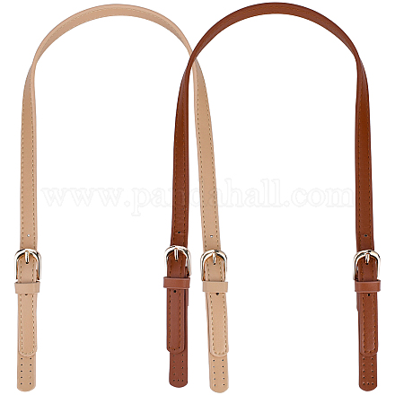 2pcs Solid Color Pu Leather Replacement Shoulder Straps For Bags