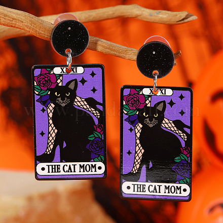 Крутая башня с принтом Хэллоуина двухсторонние акриловые серьги-гвоздики с подвесками MP9390-4-1