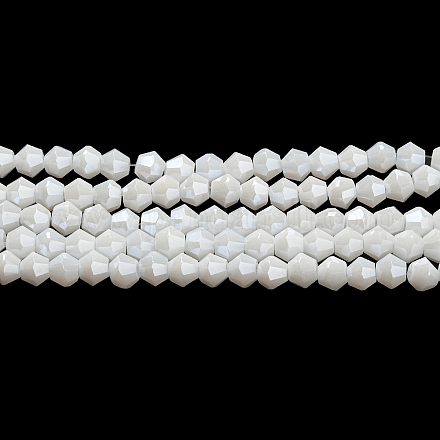 Brins de perles de verre galvanisées de couleur unie opaque GLAA-F029-P4mm-C15-1