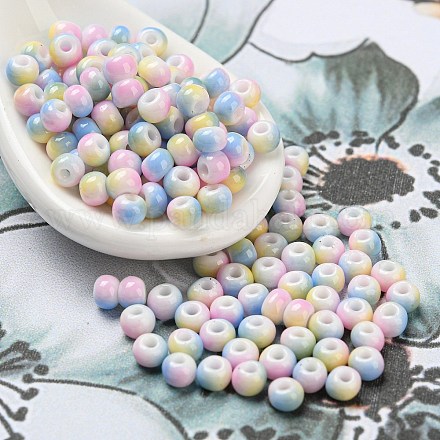 Perles de rocaille en verre de couleurs opaques bicolores SEED-E005-02G-1