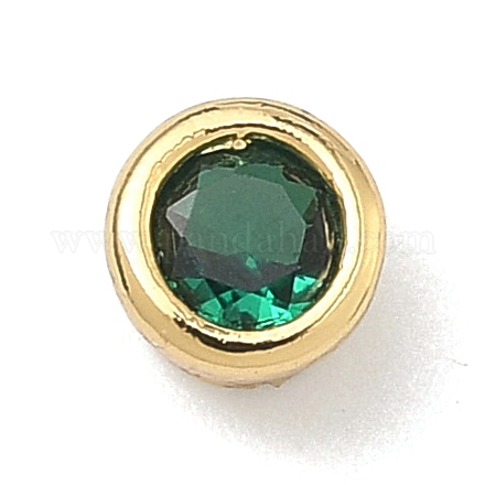 Плоские круглые латунные микропаве кабошоны из кубического циркония&nbsp;KK-P345-13G-A07-1