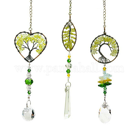 Décorations pendantes en forme de larme/cône en verre TREE-PW0003-08-1
