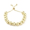 Adjustable Brass Round Beaded Slider Bracelets, with Box Chains, Real 18K Gold Plated, Inner Diameter: 2-1/8~3-7/8 inch(5.3~9.8cm)