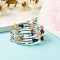 5-Loop Natural Mixed Stone Chip Beaded Wrap Bracelets for Women, Steel Memory Wire Bracelet, Platinum, Inner Diameter: 2-1/8 inch(5.45cm)