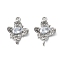 Brass Micro Pave Cubic Zirconia Connector Charms, Butterfly, Platinum, Clear, 19.5x13.5x4mm, Hole: 1.7mm