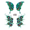 Body Art Tattoos, Temporary Tattoos Paper Stickers, Butterfly, Green, 12x10.5cm