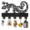 Wood & Iron Wall Mounted Hangers, Decorative Organizer Rack, with 2Pcs Screws, 5 Hooks for Bag Clothes Key Scarf Hanging Holder, Gecko, 200x300x7mm.
