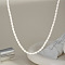Elegant French Style Imitation Pearl Rice Beaded Necklaces with Stainless Steel End Chains for Women, Golden, White, 16.54 inch(42cm)