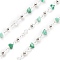 Handmade Brass & Glass Bead Chains, for Necklaces Bracelets Making, Long-Lasting Plated, Soldered, with Spool, Green, 4.5x4.5x3mm, about 16.40 Feet(5m)/Roll