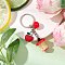 Resin Keychains, with Iron Rings, Apple, Red, 83mm