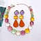Alloy & Transparent Acrylic Link Chain Necklaces & Stud Dangle Earrings Sets, Golden, Flat Round, Colorful, 495mm & 105x32mm