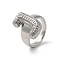 Letter Brass Micro Pave Clear Cubic Zirconia Open Cuff Ring for Women, Platinum, Letter J, 20x12mm, US Size 6(16.5mm)