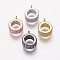 Brass Cubic Zirconia Tube Bails, Loop Bails, Bail Beads, Ring, Clear, Mixed Color, 11x8.5x4mm, Hole: 1mm
