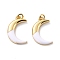 Eco-friendly Brass Enamel Pendants, Long-Lasting Plated, Real 18K Gold Plated, Cadmium Free & Lead Free, Moon, White, 18.5x12x2mm, Hole: 2.4mm