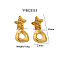 Fashionable Irregular 304 Stainless Steel Stud Earrings for Women, Golden, Star, 53x23mm