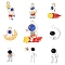 18Pcs 9 Styles Alloy Enamel Pendants, Spaceman Charms, Mixed Color, 18.5~25x9~26x1.5~5mm, Hole: 1.4~2mm, 2pcs/style